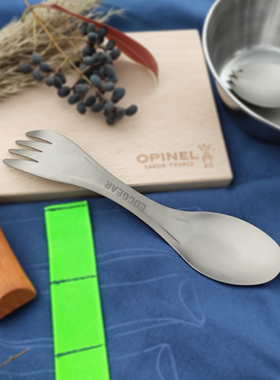 Primitiv户外露营纯钛勺子便携两用叉勺圆头超轻叉子野餐探险