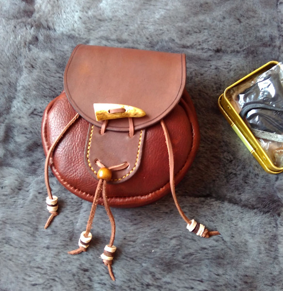 primitiv  户外火绒袋 火镰收纳包  头层牛皮 手工制作 bushcraft