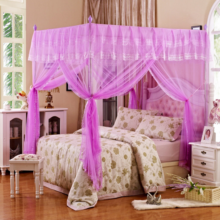 新品单帐纱 加密雪纺床幔 落地宫廷方顶蚊帐 韩式 三开门