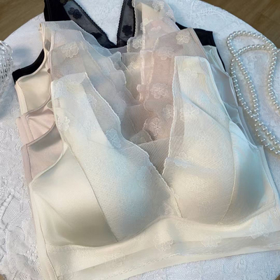 2025新款缎面蕾丝美背固定杯内衣