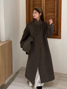 实拍立领带大包包加长加厚简约版澳洲进口羊绒大衣宽松款女装外套