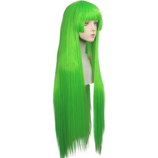 入间同学入魔了 克拉拉 荧光绿100cn直发齐刘海造型cosplay假发