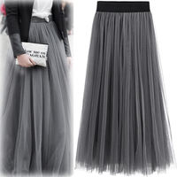 Spring and Autumn new lace half-length skirt for women, large-sized slimming, mid-length gauze skirt, high-waisted pleated skirt, A-line large hem skirt thumbnail 6