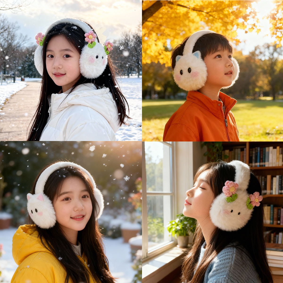 仙蓝毛绒耳罩冬季保暖耳包护耳朵耳捂子可折叠学生防冻情侣耳套