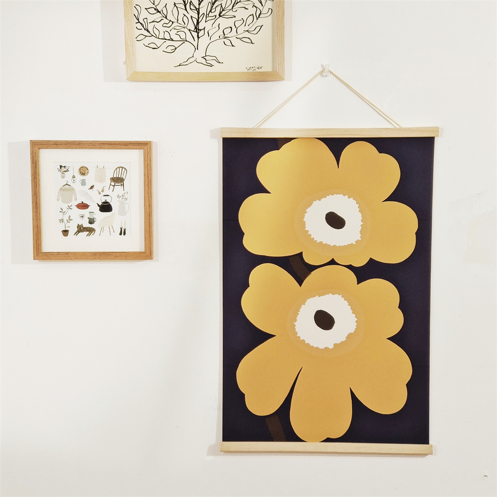 北欧小清新简约花卉实木磁铁挂轴画挂画客厅卧室电表箱装饰画定制图片