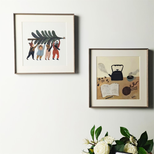 北欧手绘儿童房卧室艺术风装饰画