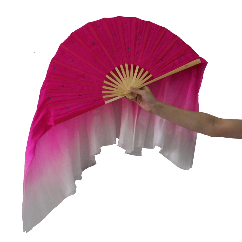 1尺2双面真丝扇子舞蹈道具秧歌扇子舞蹈扇子原版秀色长扇子现货