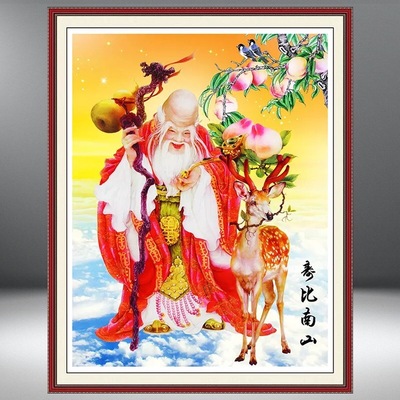 2025新款钻石画满钻手工粘贴十字绣寿比南山老寿星客厅卧室玄关