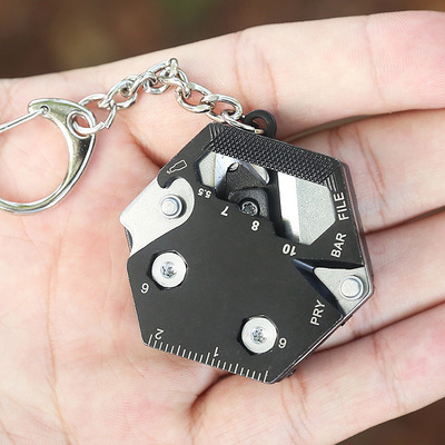 多功能六角硬币小刀硬币折刀户外EDC迷你螺丝批工具不锈钢钥匙扣