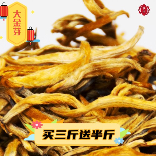 亏本试喝濮宁春茶滇红茶特级云南凤庆金丝大金芽茶蜜香茶叶500g