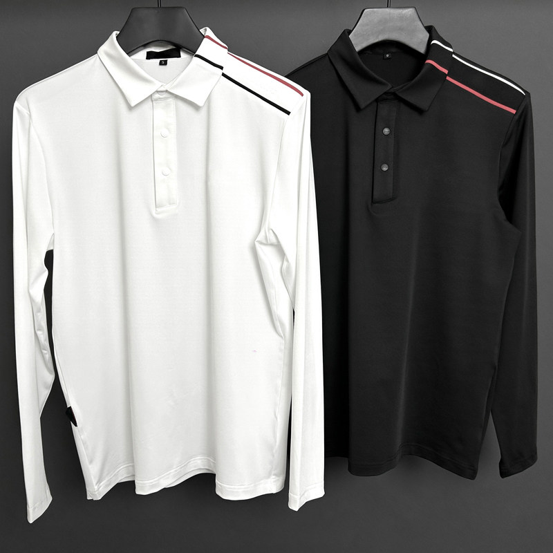 新款高尔夫男装秋季长袖T恤修身翻领polo衫golf衣服男士打底上衣
