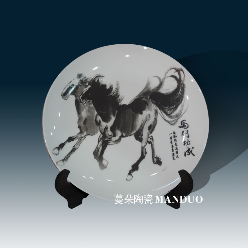 JINGDEZHEN 25CM BAMA JUNTU 장식 도자기 접시 즉시 성공적으로 장식 도자기 도자기 접시 장식품