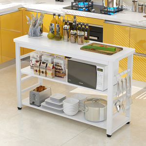 厨房切菜桌可调节小桌子餐桌家用钢木桌长桌定制置物架厨房操作台