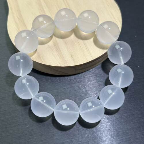 奶白水晶手串奶白色手链天然水晶百搭白水晶白阿塞白幽灵水晶珠串