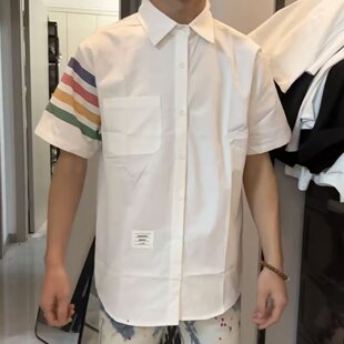 智快鱼唯品会官方牌2026新款潮男装潮牌高级感黑蝠社短袖衬衫