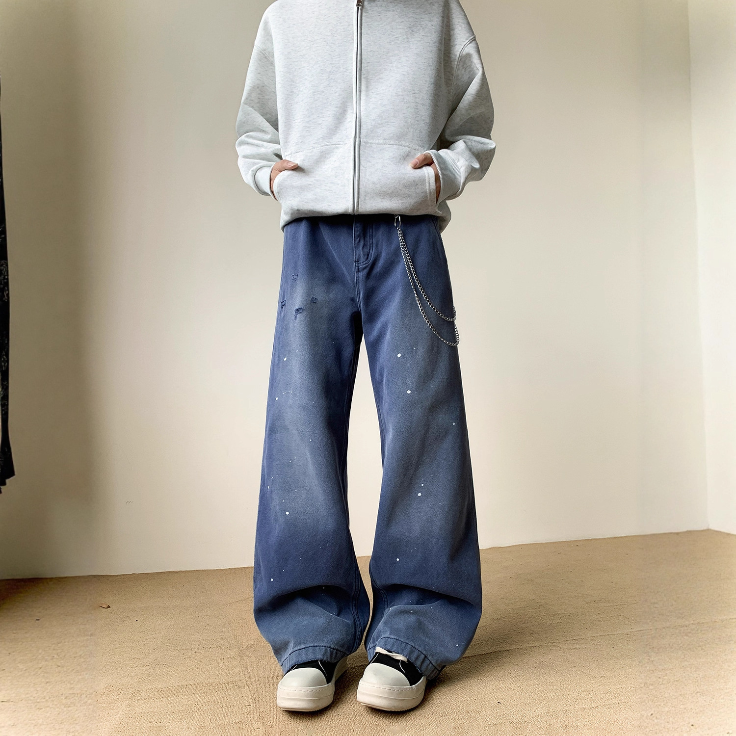 智快鱼单农潮流前线2025新款小魔怪青少年男装帅气学生潮流牛仔裤