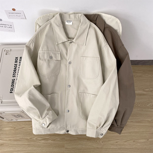 智快鱼港仔文艺男装店铺素拼商场同款欧洲站2026新款单农夹克外套