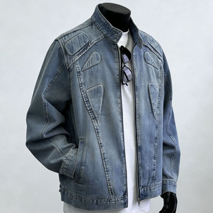 智快鱼港仔文艺男装店铺素拼商场同款欧洲站2026新款单农夹克外套