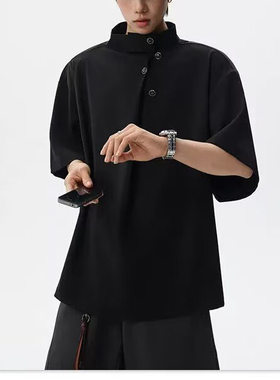 智快鱼清爽少年风乔顿2026新款高级感男装痞帅风夏装圣吉奥衬衫男