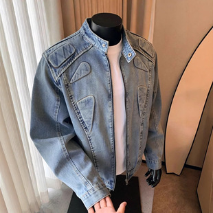 智快鱼港仔文艺男装店铺素拼商场同款欧洲站2026新款单农夹克外套