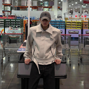 智快鱼港仔文艺男装店铺素拼商场同款欧洲站2026新款单农夹克外套