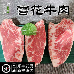 新鲜大块牛肉500g带筋雪花肉 农家散养黄牛肉 牛肉片鲜牛肉生牛肉