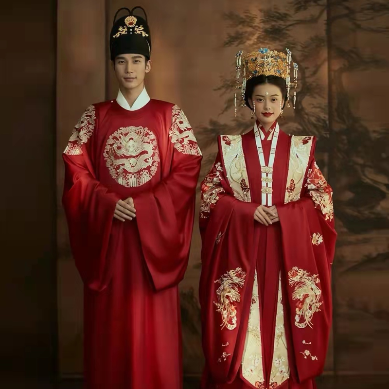 影楼摄影写真情侣古装主题宋制汉服中式婚服鸾凤和鸣走秀演出服装