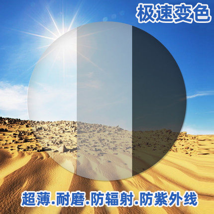 1.56/1.61非球面  平光近视变色眼镜片 变茶 变灰
