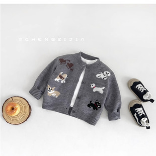 儿童针织毛衣开衫男女童卡通婴幼儿宝宝春秋新款洋气可爱上衣外套
