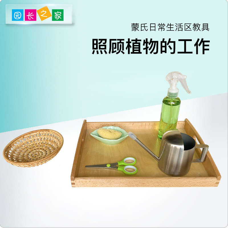 园长之家蒙氏教具照顾植物擦叶子浇水日常生活区工作套装了解自然