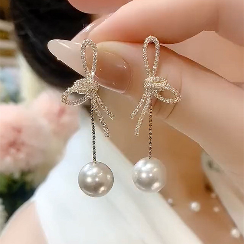 小众轻奢珍珠情人结设计感耳环女