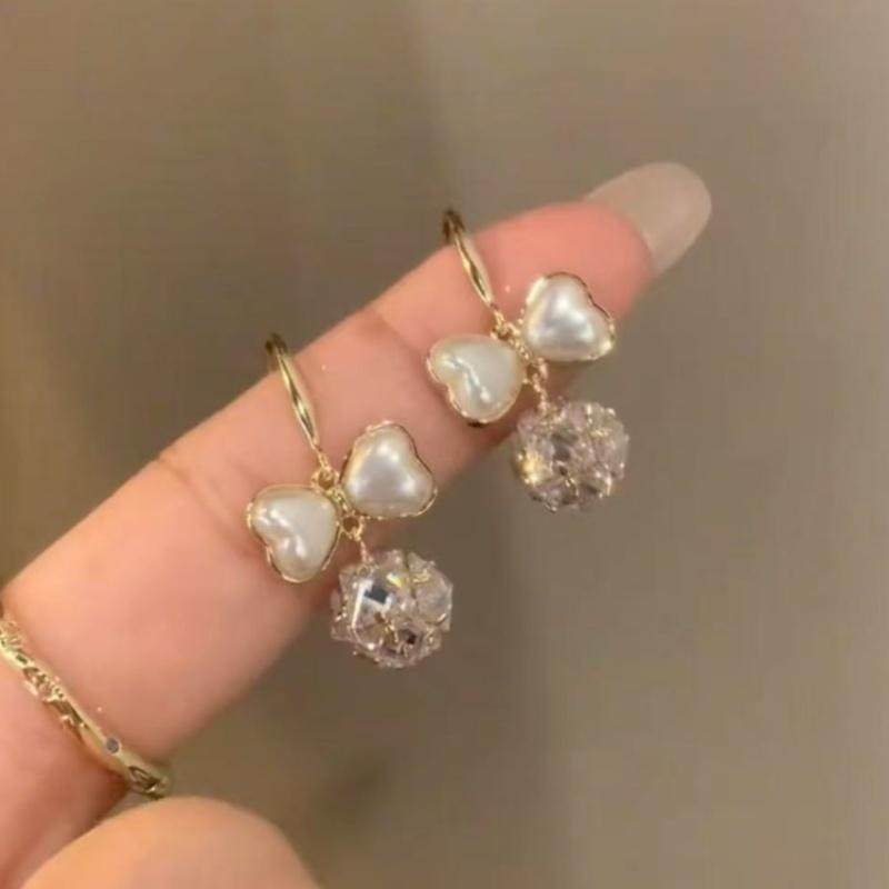锆石球球珍珠蝴蝶结耳环女高级感