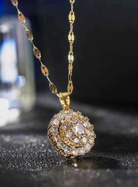 韩国轻奢可旋转钛钢女水晶锆石