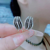 超仙气质黑色锆石镶钻时尚 潮高级感银针小众耳饰 耳环女2025年新款