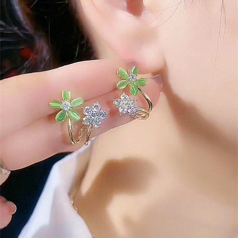 小众设计感浪漫樱花耳环银针耳饰