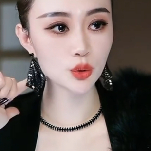 欧美时尚夸张菱形黑色亮片耳环2026新款轻奢高级感耳饰银针耳饰品