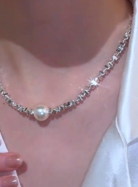 时尚气质名媛碎银子珍珠项链女