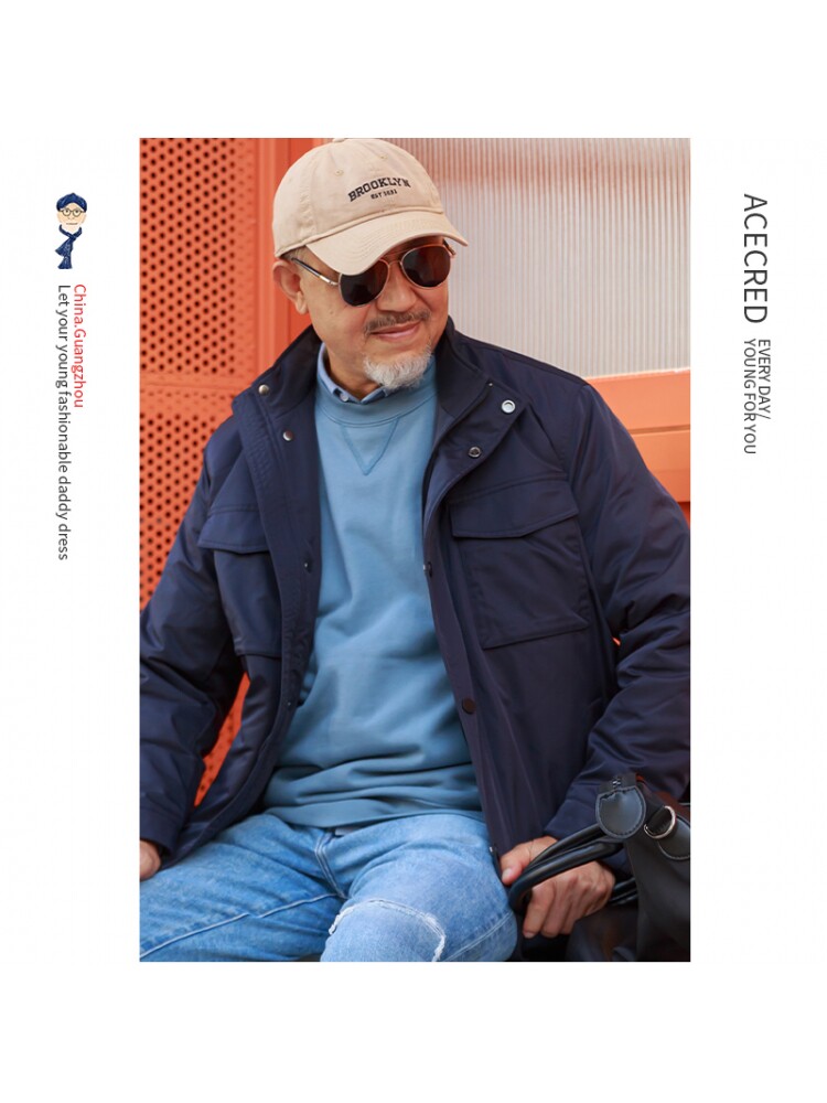 DADDYS WINTER CLOTHES PADDED JACKETS MIDDLE-AGED AND ELDERLY COTTON CLOTHES MENS THICKENED MIDDLE-AGED DADS PADDED COATS GRANDFATHERS AND THE ELDERLYS WINTER CLOTHES