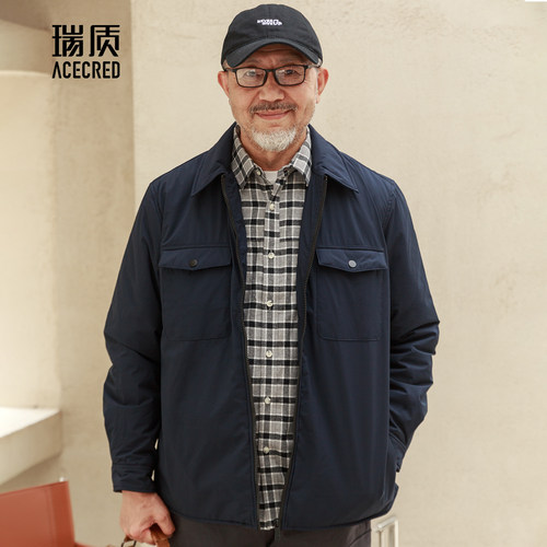 爸爸外套中老年人男装薄款棉衣