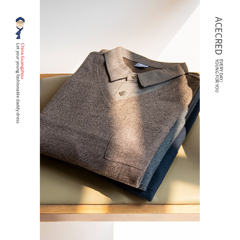 爸爸长袖t恤男宽松大码衣服