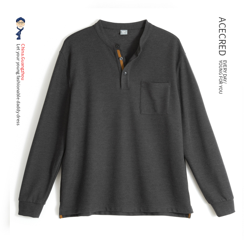 老人衣服男爸爸长袖T恤