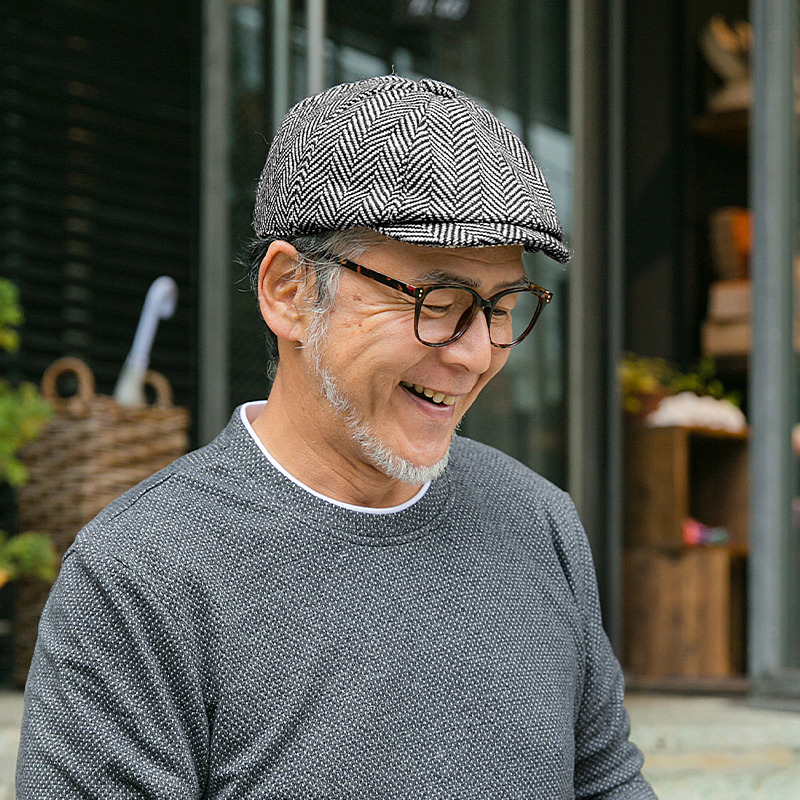 春秋中老年人文艺毛呢爷爷贝雷帽