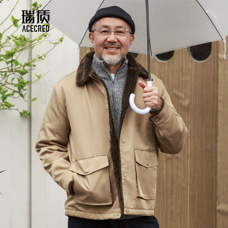 爸爸外套加绒加厚保暖夹克