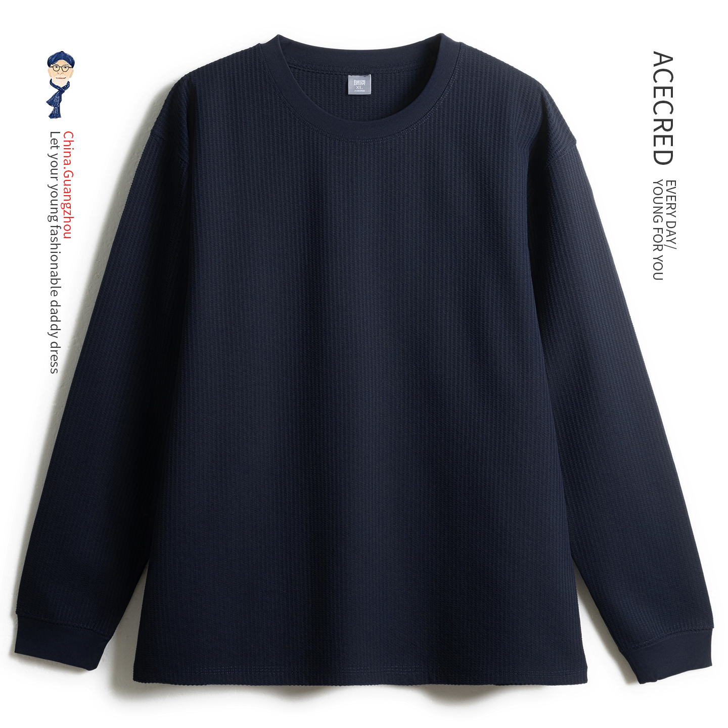 中年爸爸宽松长袖T恤吸湿排汗