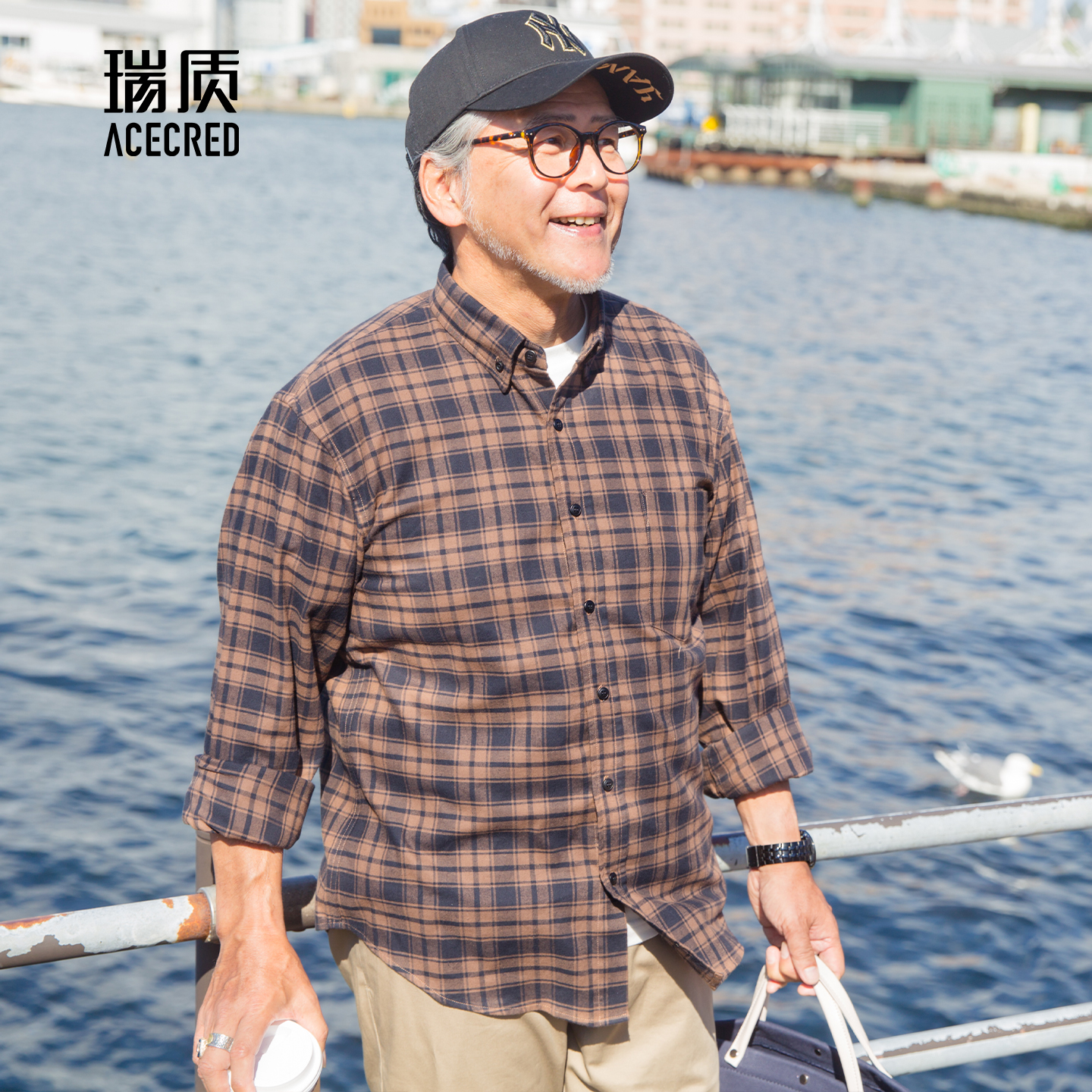 爸爸衬衫长袖中老年人