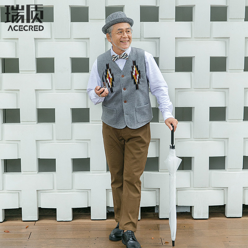 CLEARANCE MIDDLE-AGED AND ELDERLY PEOPLE SHOULDER SUITS VESTS WOOL TWEEDS HORSE CLIPS AUTUMN CLOTHES MIDDLE-AGED FATHERS SPRING AND AUTUMN THICKENED COATS