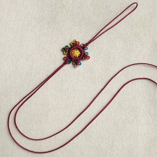 手工编织中国结装饰挂件彩色花朵造型传统文化工艺品中号法轮结饰