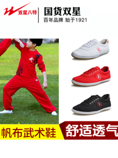 青岛双星八特武术鞋训练鞋男太极鞋女练功鞋秋季帆布鞋晨练鞋武术