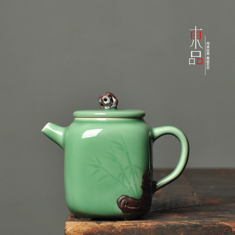 青瓷茶壶单壶陶瓷太湖石功夫茶具