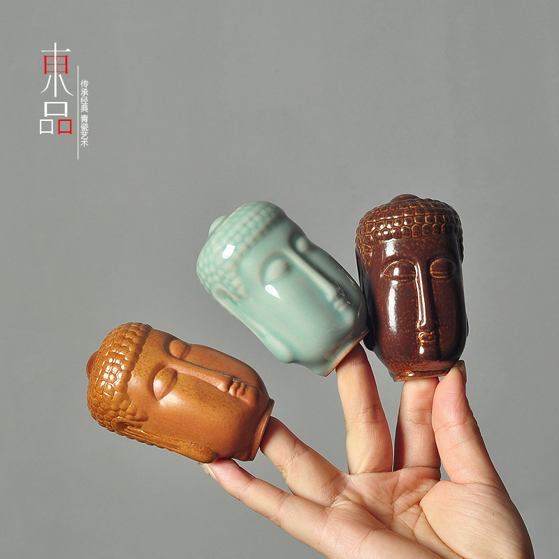 中式佛像佛首茶宠把玩摆件博物架